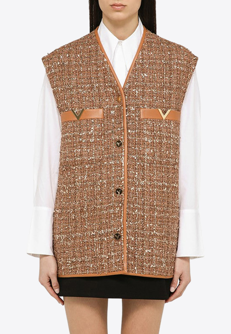 Valentino Glaze Tweed Gilet 4B3CF0G08C9/O_VALE-YGG Tan