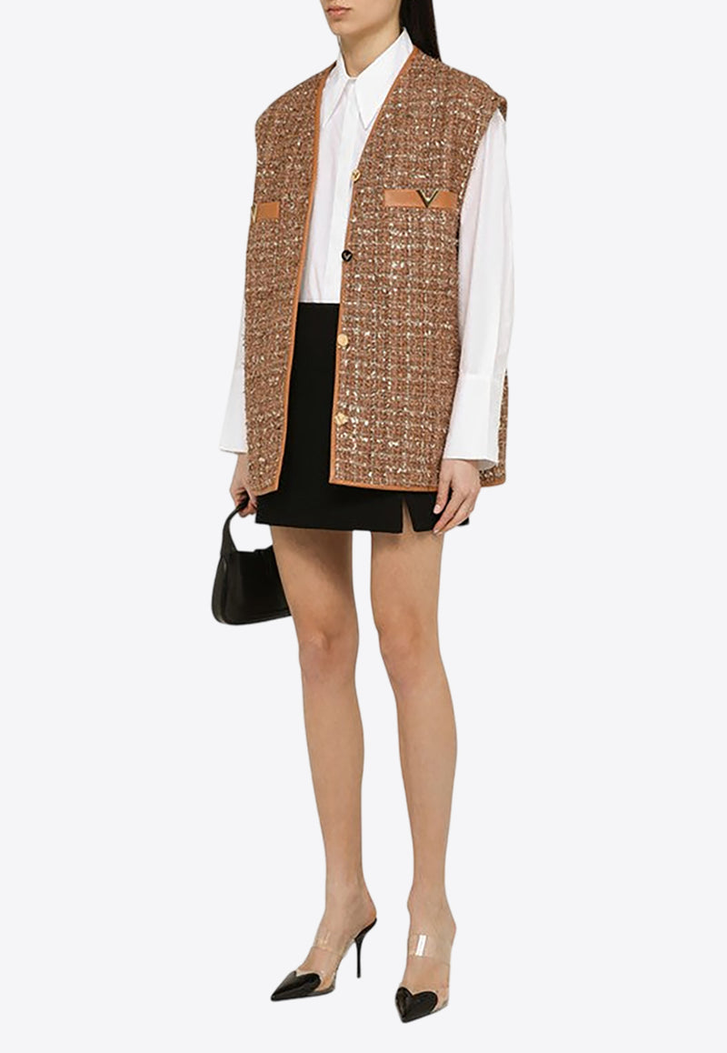 Valentino Glaze Tweed Gilet 4B3CF0G08C9/O_VALE-YGG Tan