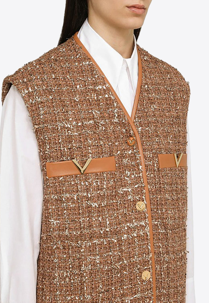 Valentino Glaze Tweed Gilet 4B3CF0G08C9/O_VALE-YGG Tan