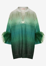 Valentino Feather-Trimmed Gradient Mini Dress Multicolor 4B3KD11R8EL 51G