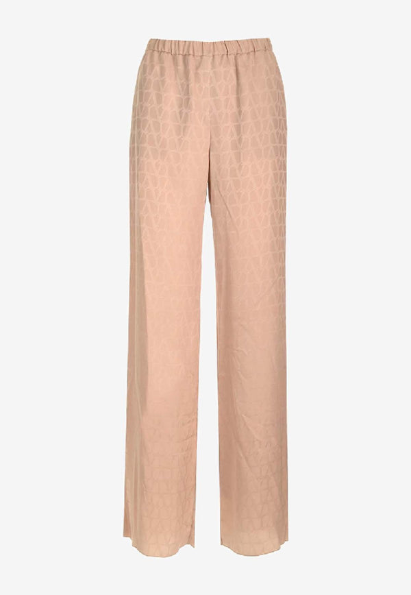 Valentino Toile Iconographe Silk Pants 4B3RB5R77TK P45 Beige