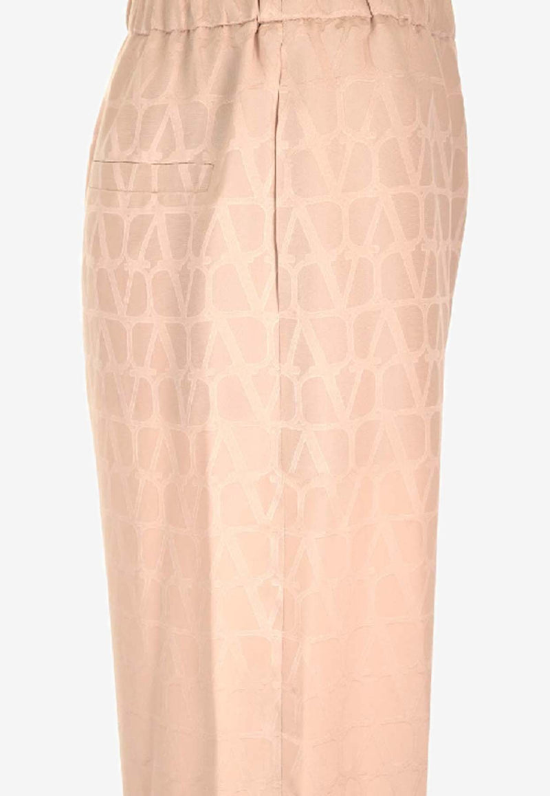 Valentino Toile Iconographe Silk Pants 4B3RB5R77TK P45 Beige