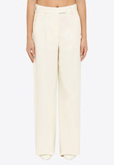 Valentino Straight-Leg Wool-Blend Pants 4B3RB5R81MM A03 Ivory