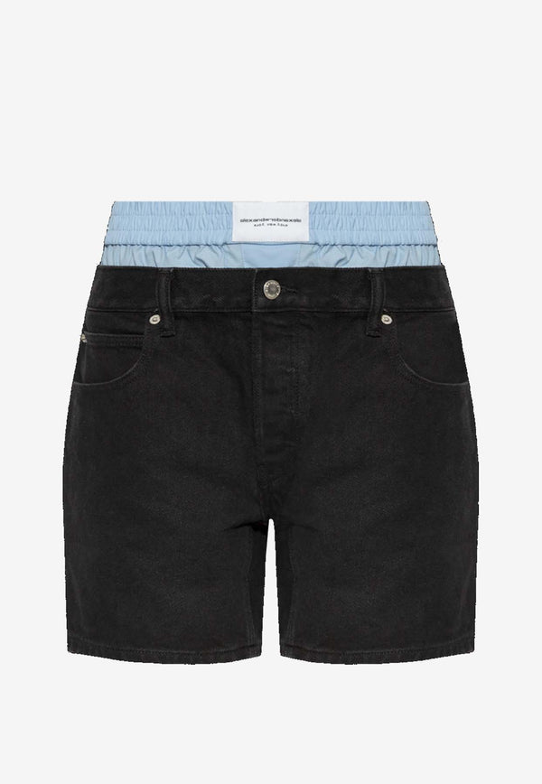 Alexander Wang Pre-Styled Boxer Denim Shorts 4DC3244405BLACK