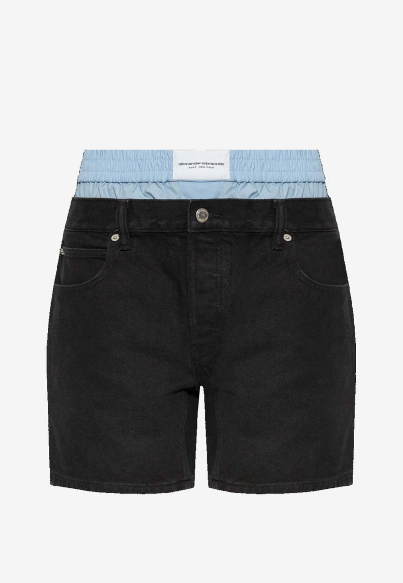 Alexander Wang Pre-Styled Boxer Denim Shorts 4DC3244405BLACK