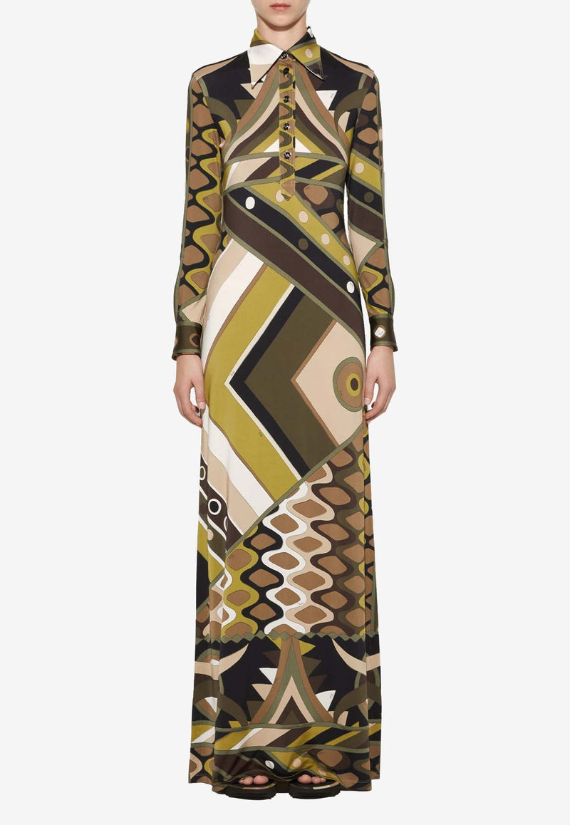 Pucci Vivara Print Maxi Shirt Dress 4HJI15 4H726 021 Multicolor