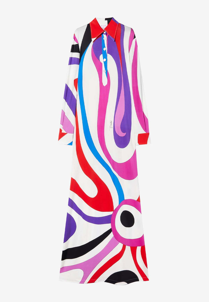 Pucci Marmo Print Maxi Shirt Dress 4HJI17 4H796 041 Multicolor