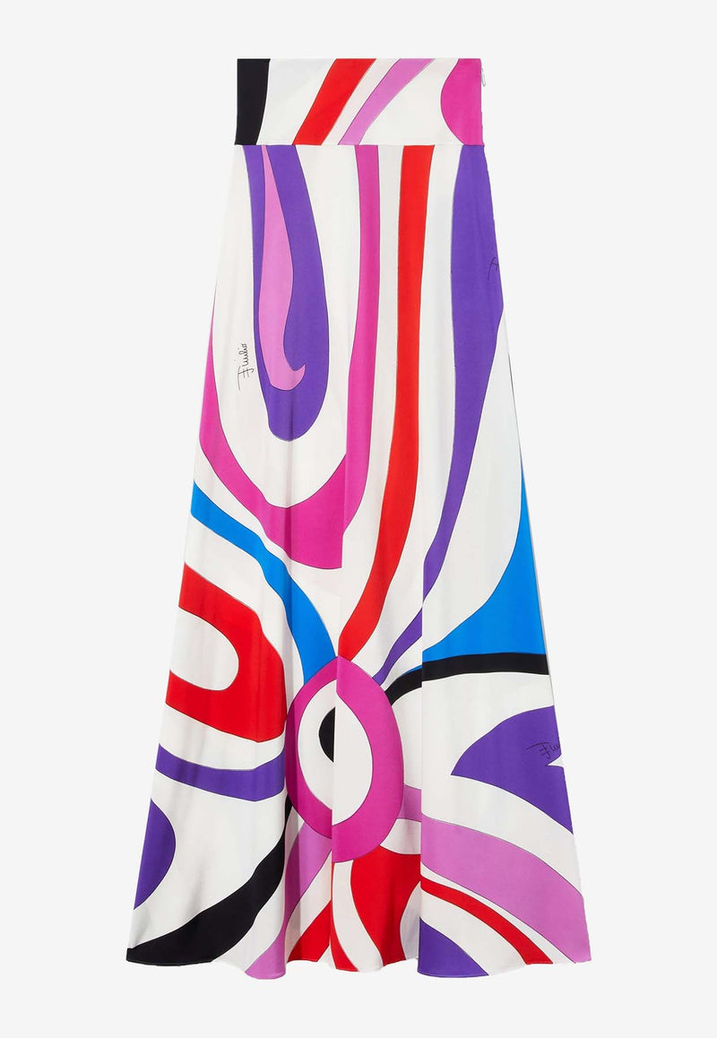 Pucci Marmo Print Maxi Skirt 4HJW12 4H796 041 Multicolor