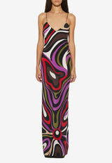 Pucci Marmo Print Maxi Silk Dress 4HRI27 4H763 001 Multicolor