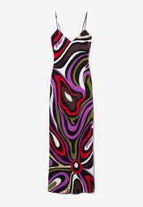 Pucci Marmo Print Maxi Silk Dress 4HRI27 4H763 001 Multicolor