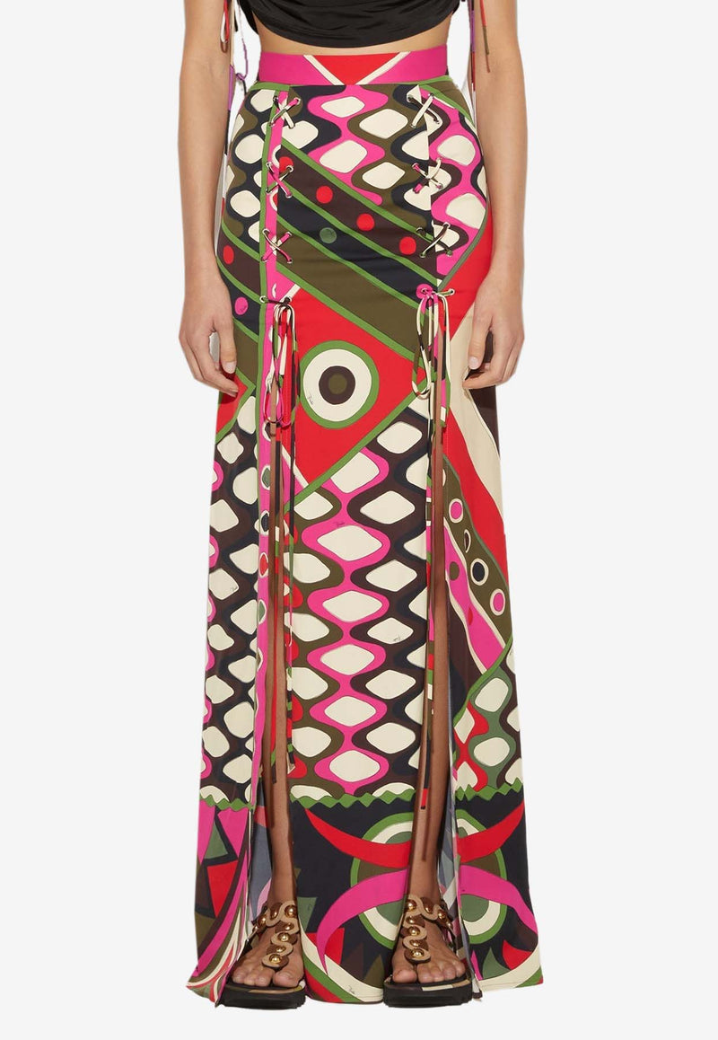 Pucci Vivara Print Maxi Skirt 4HRW06 4H727 020 Multicolor