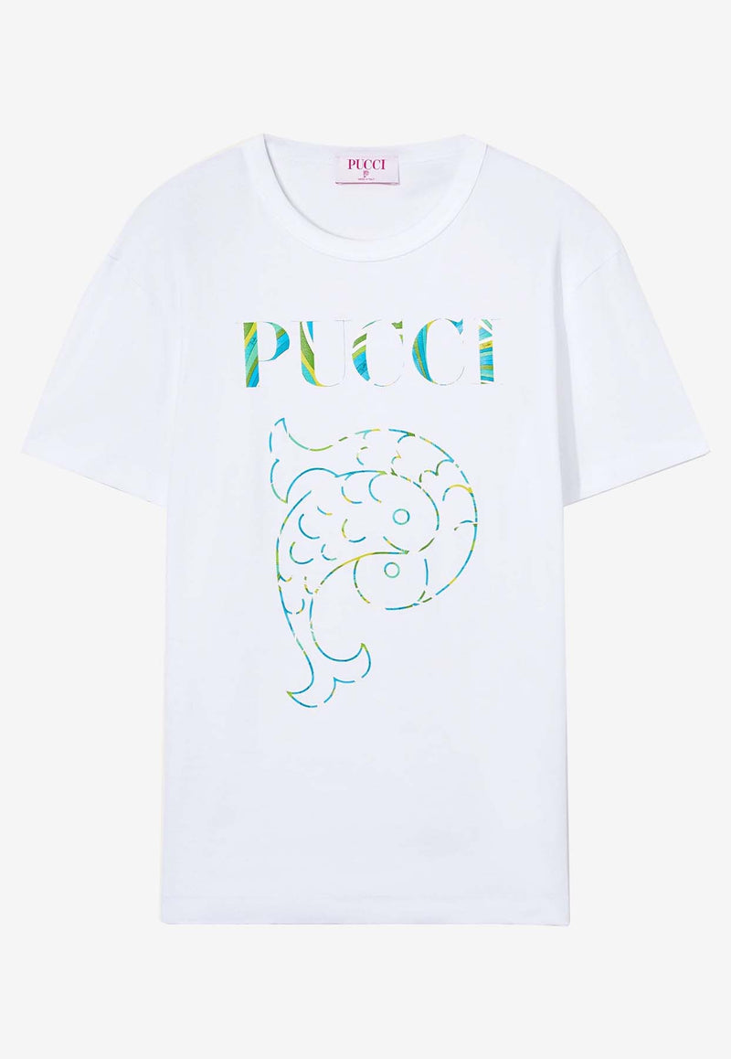 Pucci Iride Print Logo T-shirt 4HTP75 4H983 100 White