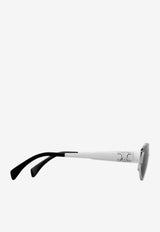 Sunglasses <ul
<li
Frame material: metal</li
<li
Lens material: acetate</li
<li
Frame color: silver</li
<li
Lens color: smoke</li
<li
Frame shape: oval</li
<li
Adjustable nose pads: yes</li
<li
Logo print/detail: tonal embossed signature logo</li
<li
Style: 4S235CMLB</li
</ul
 4S235CMLB.35SG