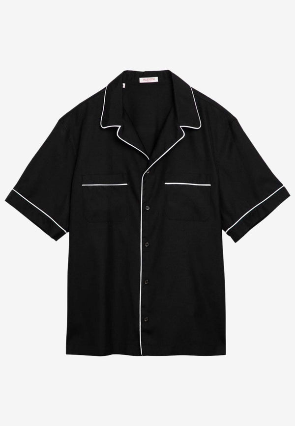 Valentino Piped-Trim Silk Bowling Shirt Black 4V0AAD068L0/O_VALE-0NO