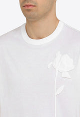 Valentino Flower Embroidery Short-Sleeved T-shirt 4V0MG01FA22/O_VALE-0BO White