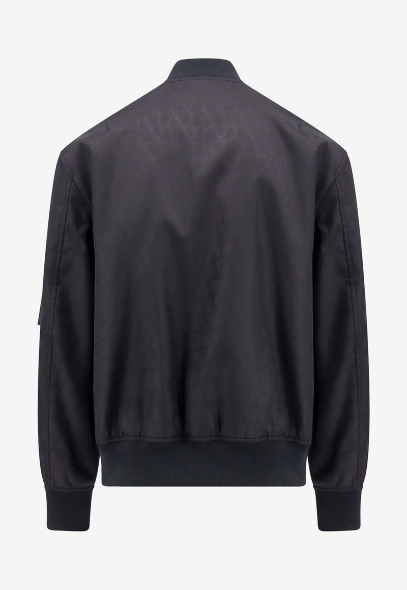 Valentino Toile Iconographe Bomber Zip-Up Jacket 4V3CIF159UW MXM Black