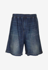 Valentino Denim Chambray Bermuda Shorts 4V3DD02Q9W7 528 Blue