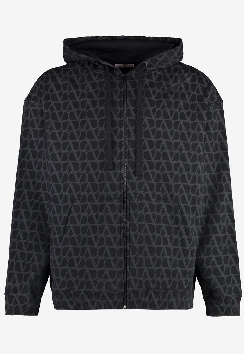 Valentino Toile Iconographe Print Zip-Up Hoodie 4V3MF27K9VU MXM Black