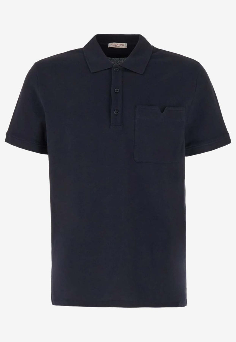 Valentino Short-Sleeved Polo T-shirt 4V3MH03C9WP 598 Navy