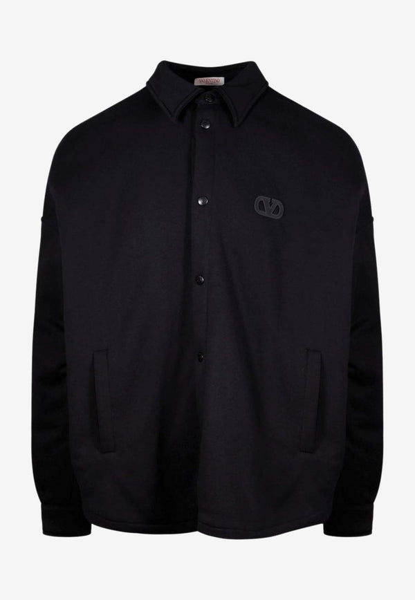 Valentino VLogo Patch Long-Sleeved Shirt 4V3MM00F9V7 0NO Black