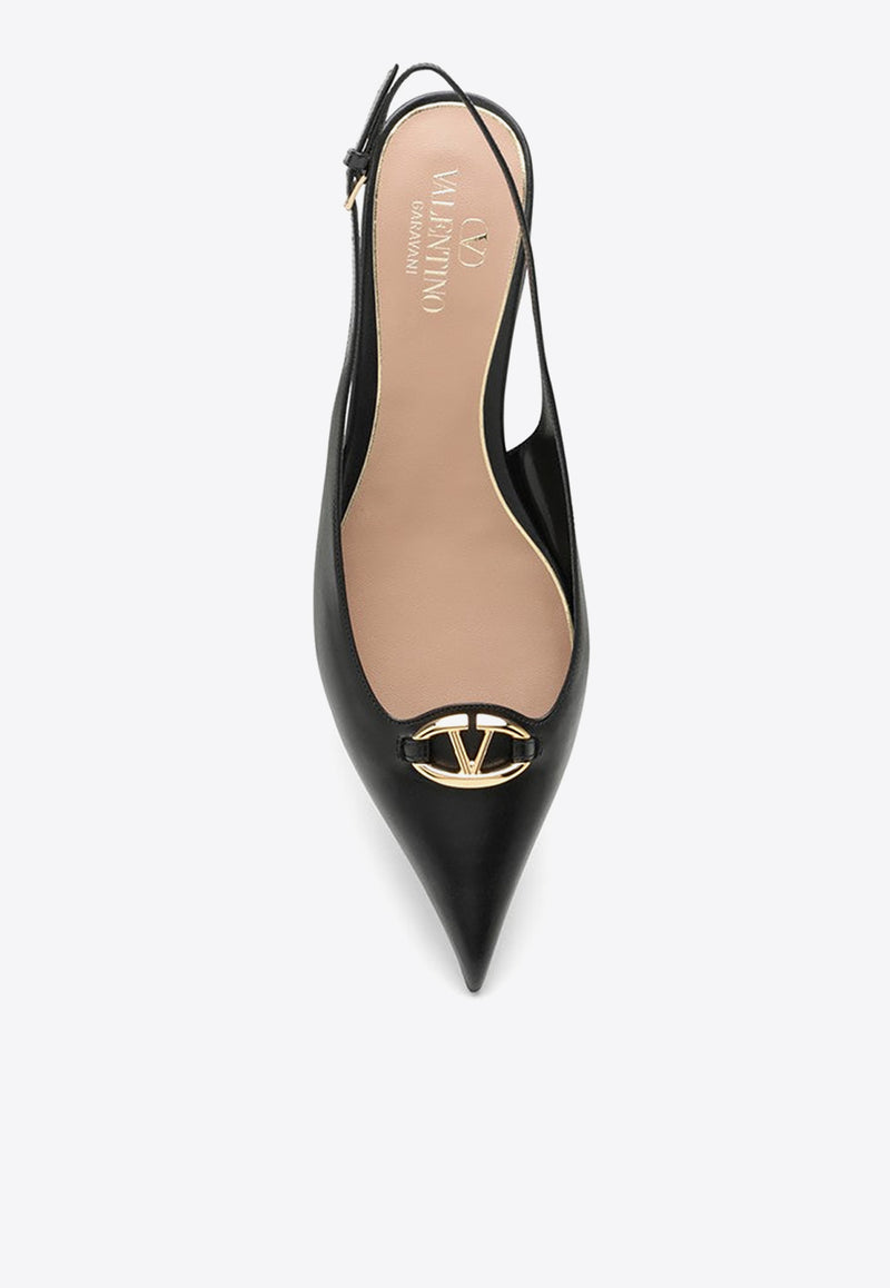 Valentino VLogo Signature Slingback Flats in Calf Leather Black 4W0S0IY1EEY/O_VALE-0NO