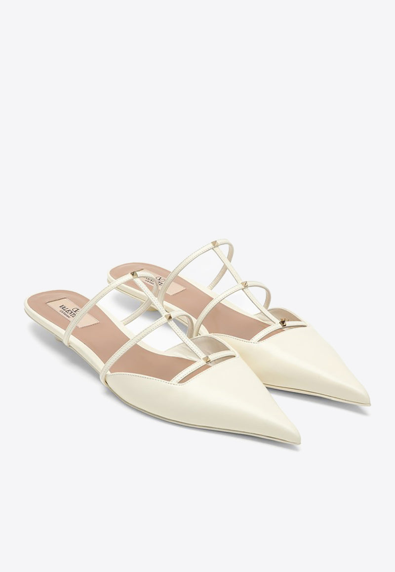 Valentino Wispy Rockstud Leather Flat Mules Ivory 4W0S0IZ2ACT/O_VALE-098