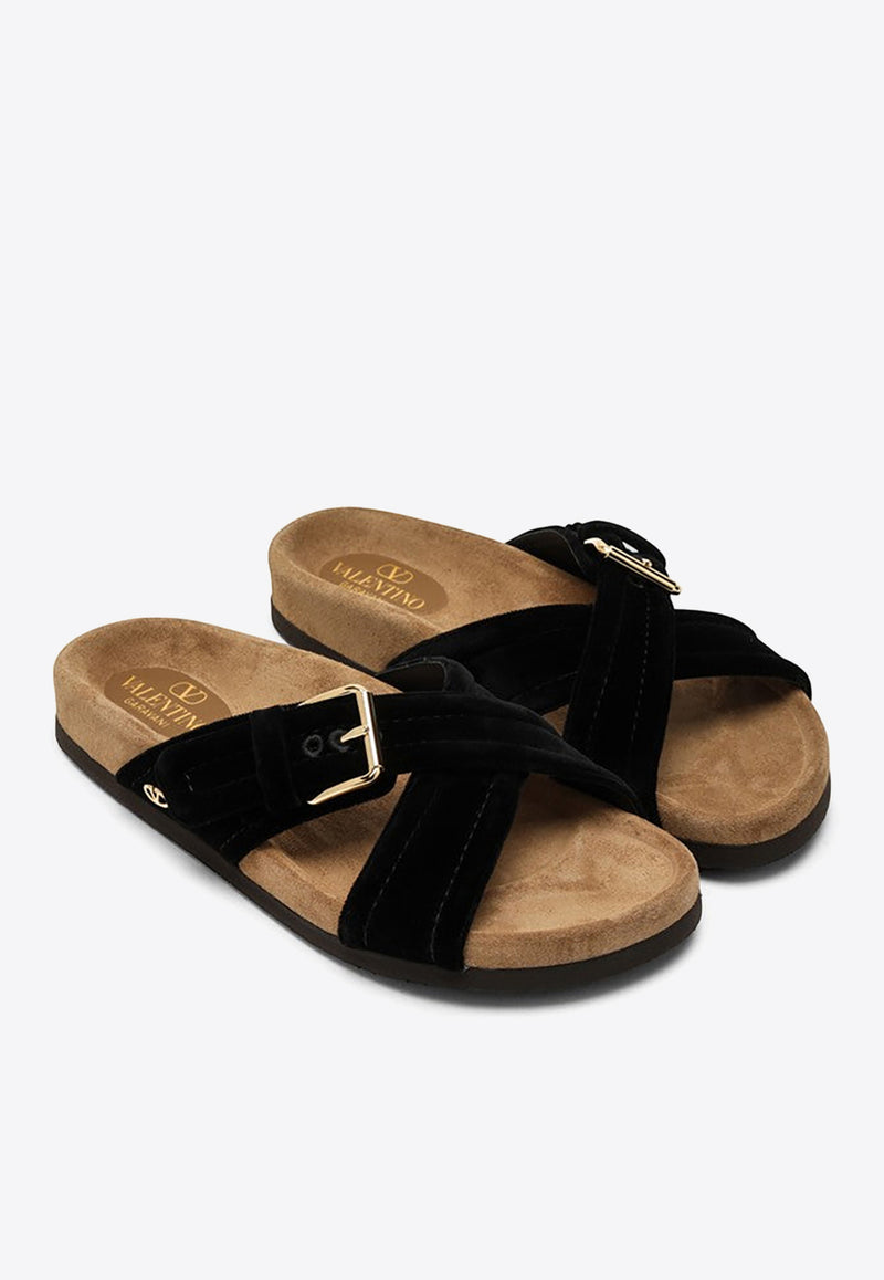 Valentino Fussfriend VLogo Velvet Slides Black 4W0S0IZ5EYW/O_VALE-YVN