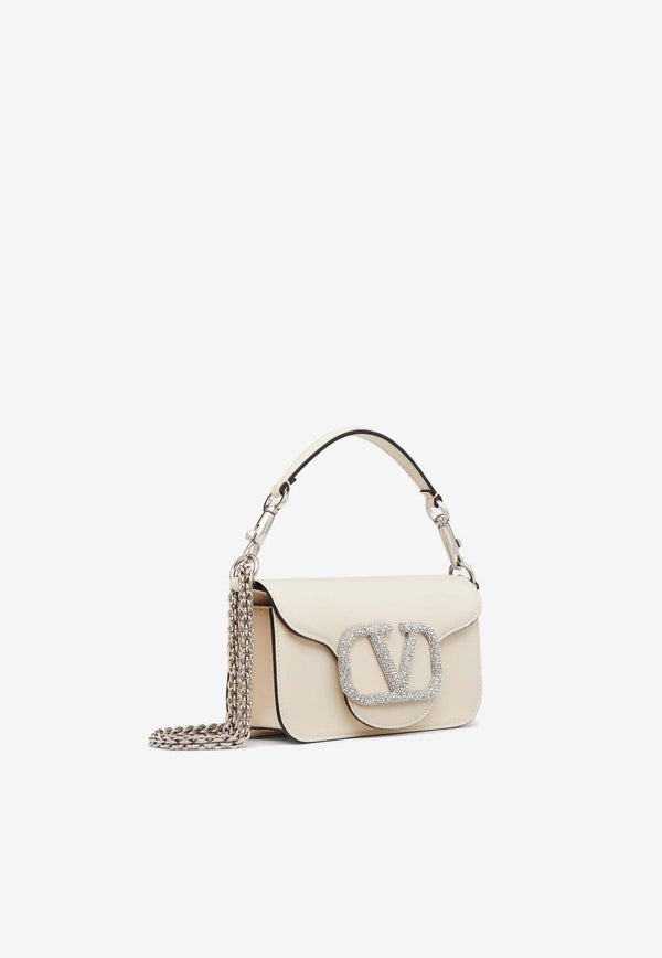 Valentino Small Locò Crystal VLogo Shoulder Bag Ivory 4W2B0K53KNT 7NX