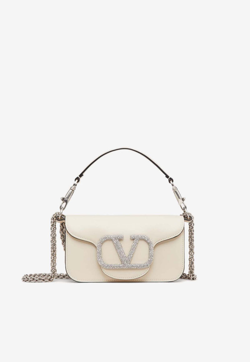 Valentino Small Locò Crystal VLogo Shoulder Bag Ivory 4W2B0K53KNT 7NX