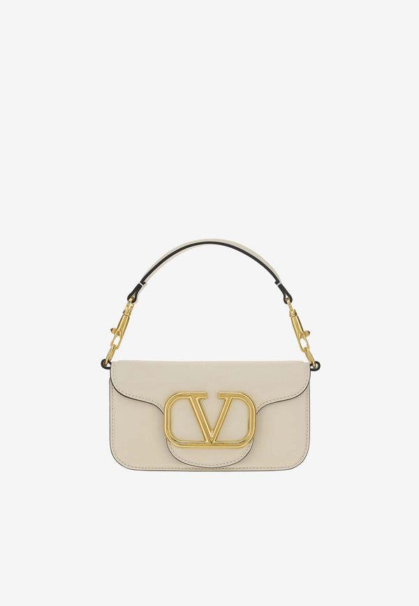 Valentino Small Locò Calf Leather Shoulder Bag White 4W2B0K53ZXL I16