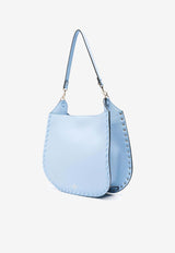 Valentino Rockstud Grained Leather Hobo Bag Light Blue 4W2B0N04FQY ZQW