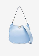 Valentino Rockstud Grained Leather Hobo Bag Light Blue 4W2B0N04FQY ZQW