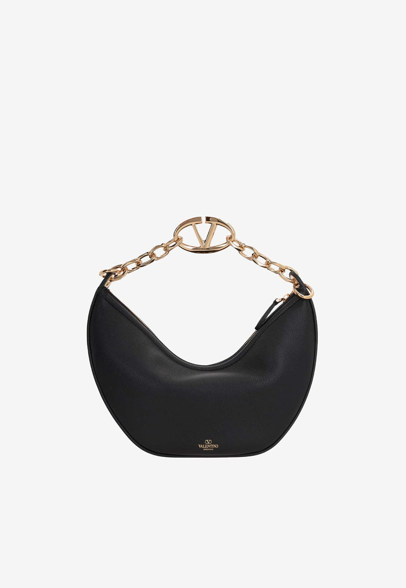 Valentino Small VLogo Moon Shoulder Bag in Calf Leather 4W2B0N08JDK 0NO Black