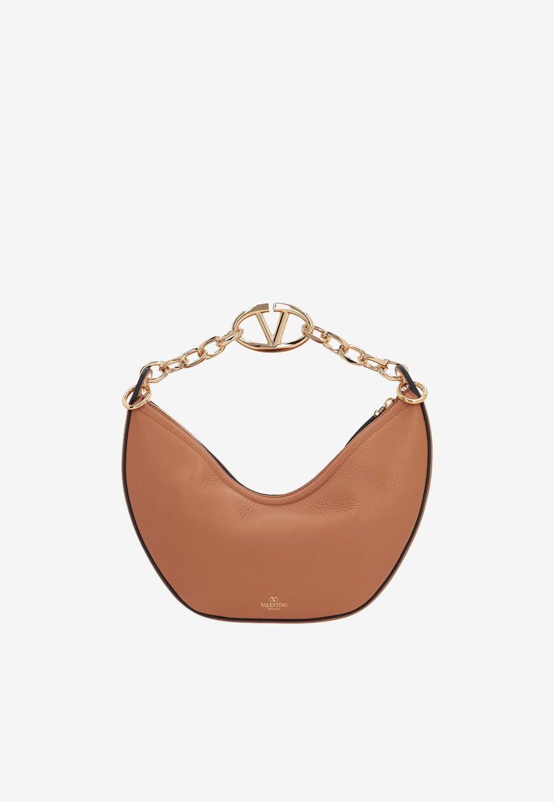 Valentino Small VLogo Moon Shoulder Bag in Calf Leather 4W2B0N08JDK KEL Beige