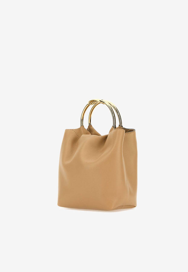 Valentino VLogo Leather Bucket Bag Beige 4W2B0N18TLJ GH9