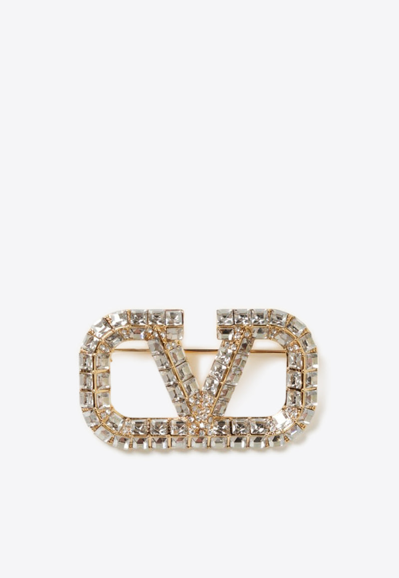 Valentino Crystal-Embellished VLogo Brooch 4W2J0V23YCW MH5