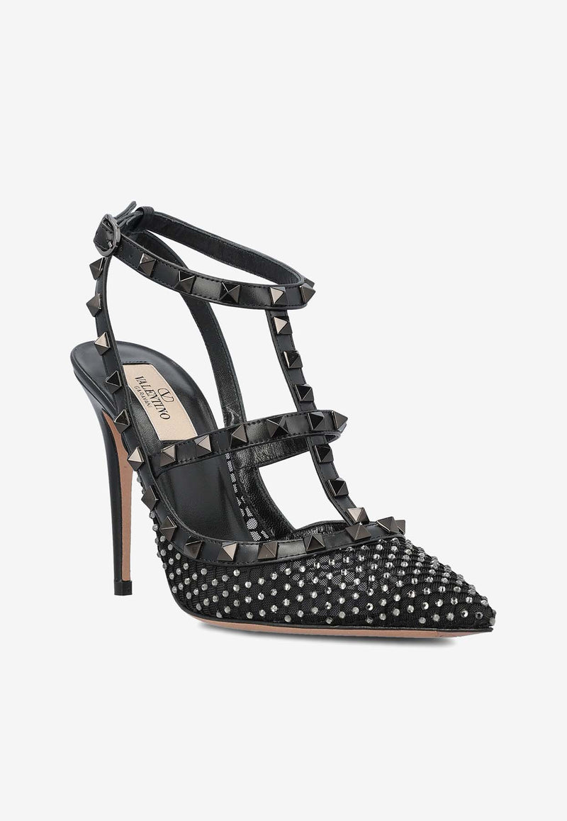 Valentino Rockstud 100 Crystal Mesh Pumps 4W2S0393NIM DQ8 Black