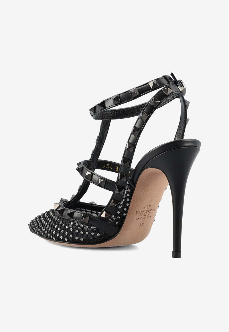 Valentino Rockstud 100 Crystal Mesh Pumps 4W2S0393NIM DQ8 Black