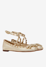 Valentino Rockstud Ballerinas in Laminated Nappa Leather 4W2S0HB6JXH R16 Platinum