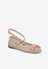 Valentino Rockstud Crystal Mesh Ballerinas 4W2S0HB6NCE MZQ Blush