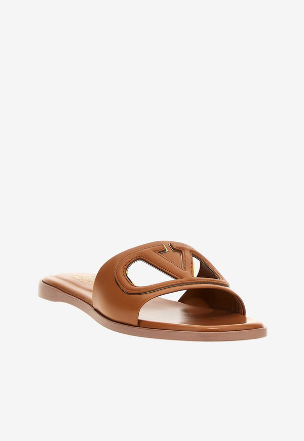 Valentino VLogo Cut-Out Flat Sandals Brown 4W2S0IB0RLL YH7