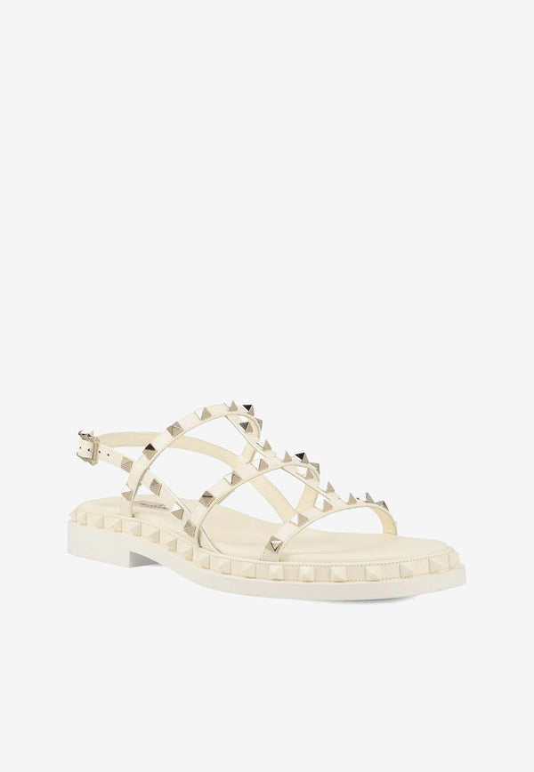 Valentino Rockstud Strappy Leather Sandals White 4W2S0IK9NXL 098