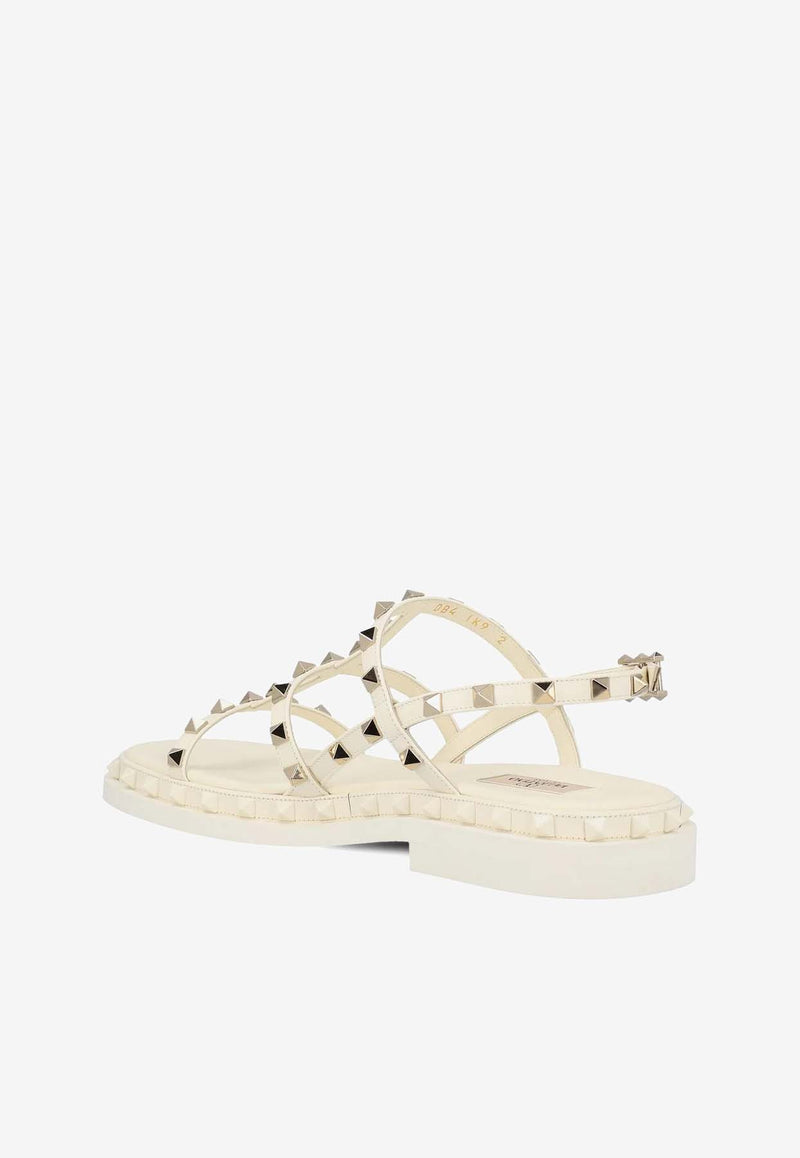 Valentino Rockstud Strappy Leather Sandals White 4W2S0IK9NXL 098