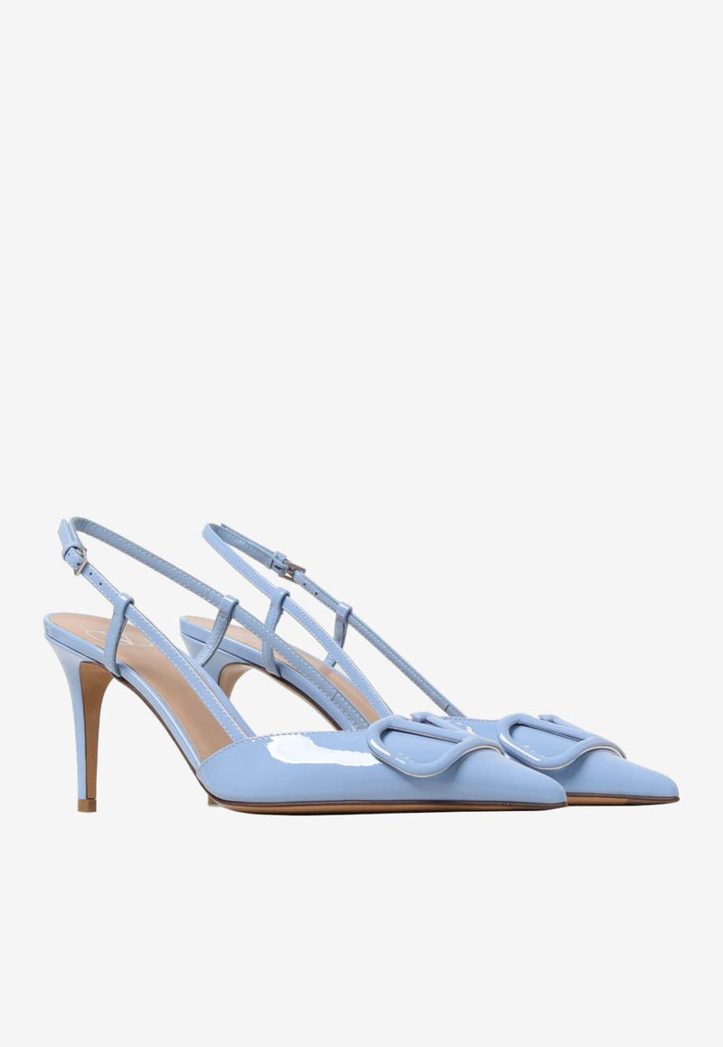 Valentino VLogo 80 Patent Leather Slingback Pumps Blue 4W2S0R01TMK ZQW