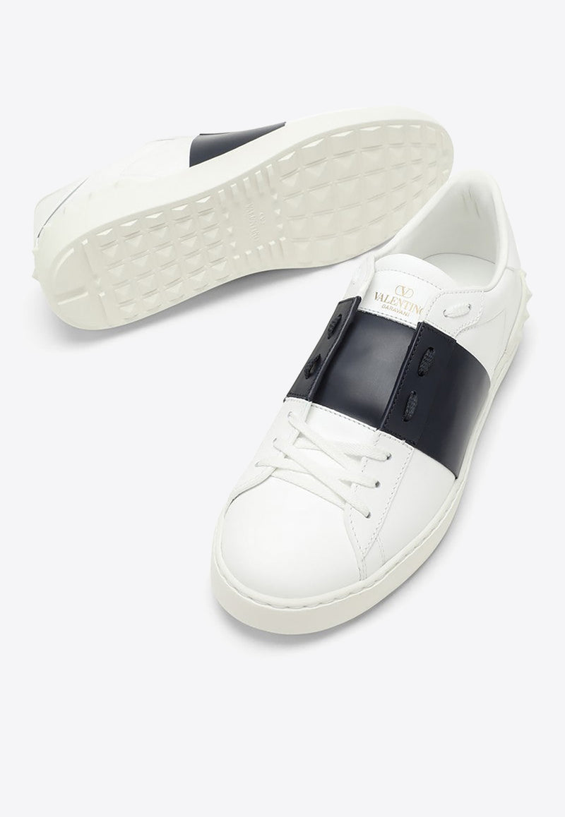 Valentino Open Leather Sneakers with Studs White 4Y0S0830BLU/O_VALE-A01