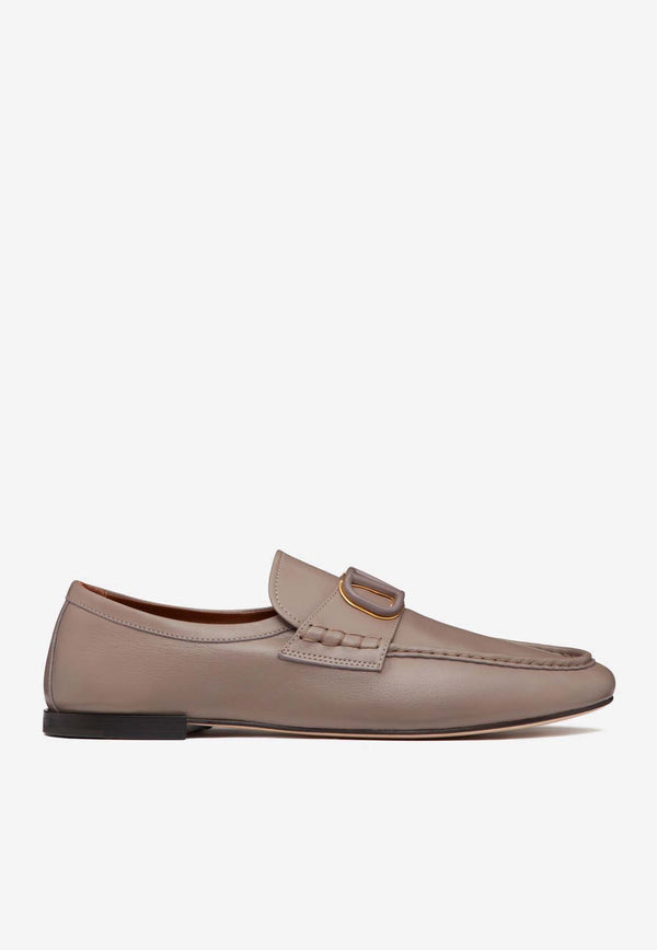 Valentino Signature VLogo Calf Leather Loafers Clay