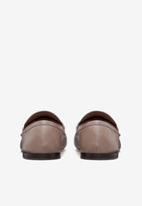 Valentino Signature VLogo Calf Leather Loafers Clay