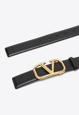 Valentino VLogo Buckle Leather Belt Black 4Y2T0S98EET/O_VALE-0NO