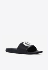 Gucci Interlocking G Slides in Leather Black