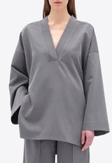 REMAIN V-neck Twill Blouse Gray 5018862997GREY